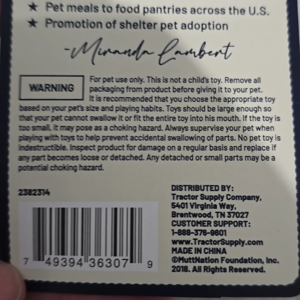 Mutt Nation by‎ Miranda Lambert Dog Toy  NWT Bearded Lumberjack